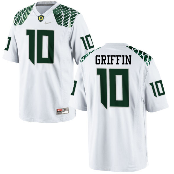 Men #10 Ty Griffin Oregon Ducks College Football Jerseys-White - Click Image to Close